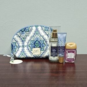 Bath & Body Works Vera Bradley BLUE WASHED SKY Cosmetic Bag & Mini Set